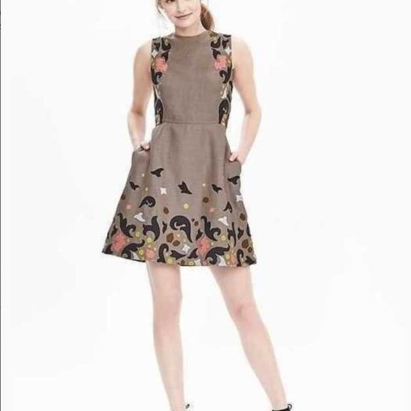 Banana Republic Dresses & Skirts - NEW 16 BANANA REPUBLIC HERITAGE COLLECTION EMBROIDERED SHIFT DRESS BOULDER LINEN